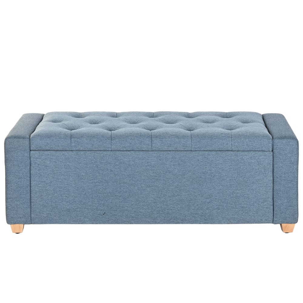 Banquette coffre en polyester bleu 120x50x42 cm