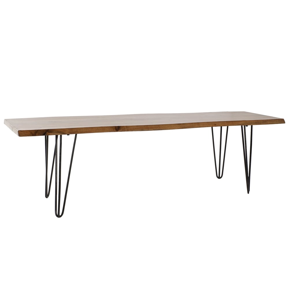 Banquette en acacia et acier marron 160x40x46 cm