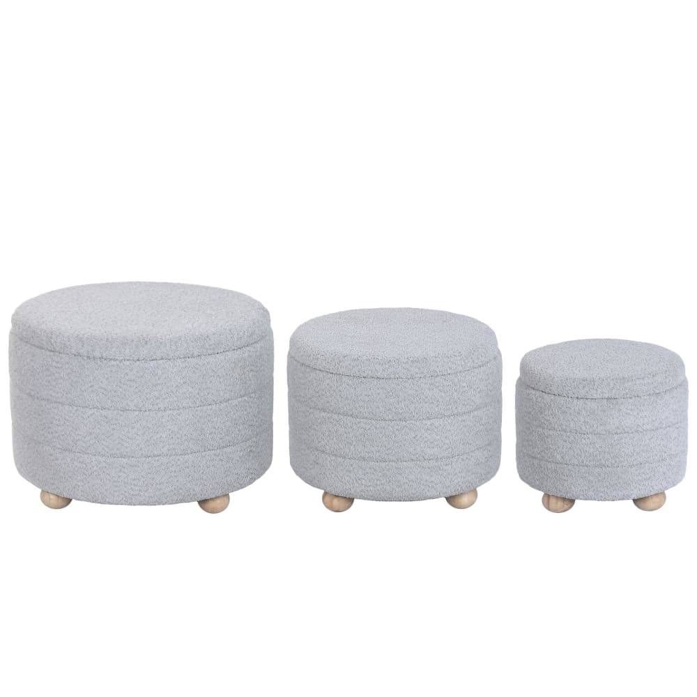 Ensemble de 3 poufs coffre en polyester vert 62x62x43 cm