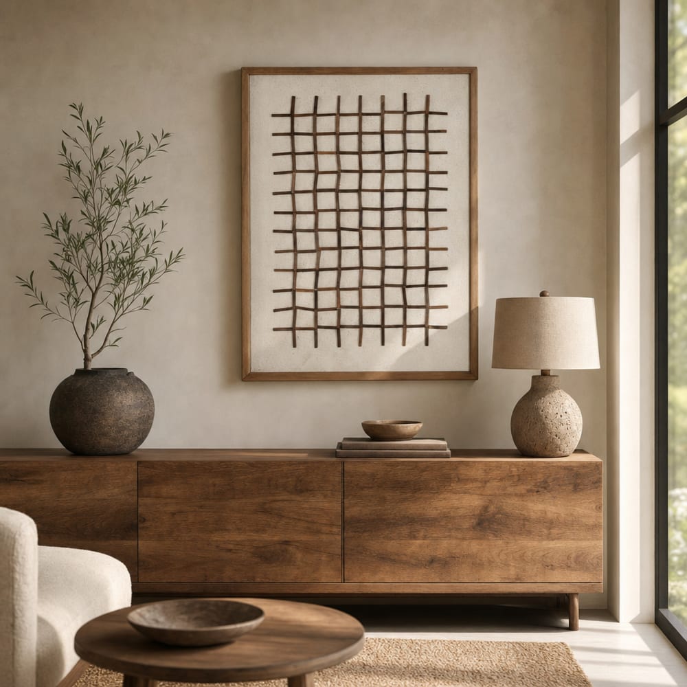 Tableau en bois recyclé de pin beige 62x4x82 cm — vue 3