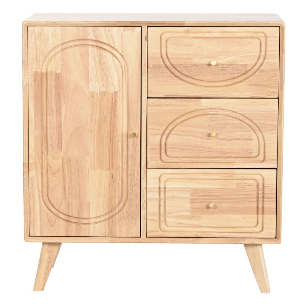 Buffet en hévéa et rotin marron 73x35x78 cm