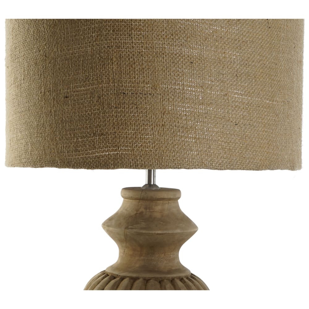 Lampe en bois sculpté et jute marron 44x44x91 cm — vue 4