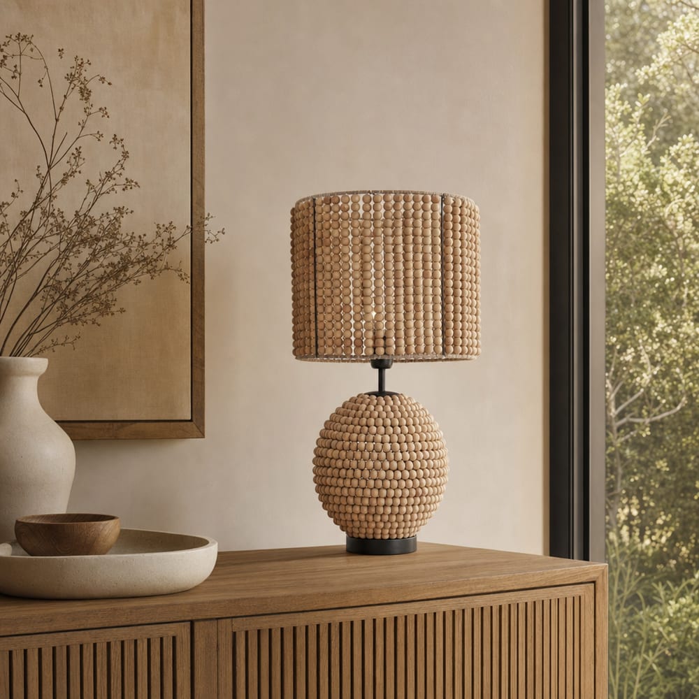 Lampe en bois et acier marron 28x28x56 cm