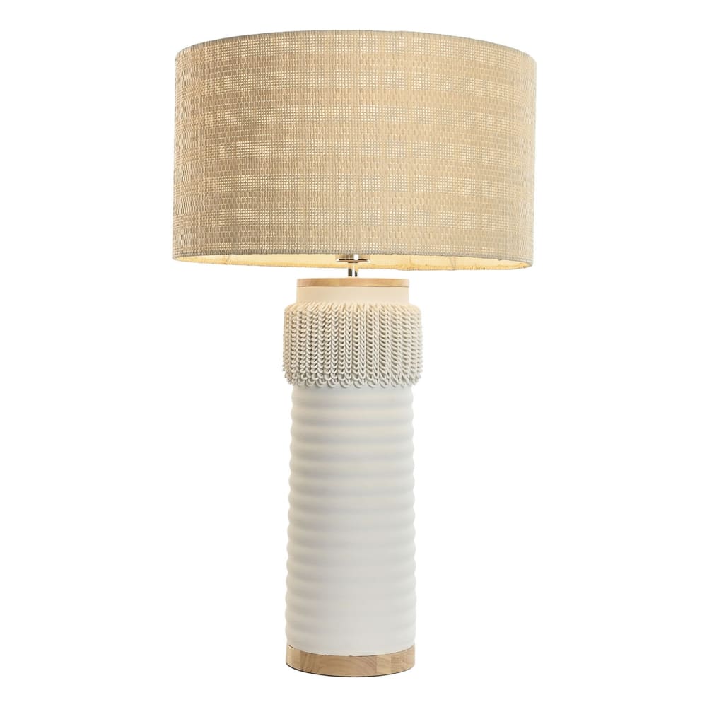 Lampe en céramique et lin blanc 46x46x77 cm