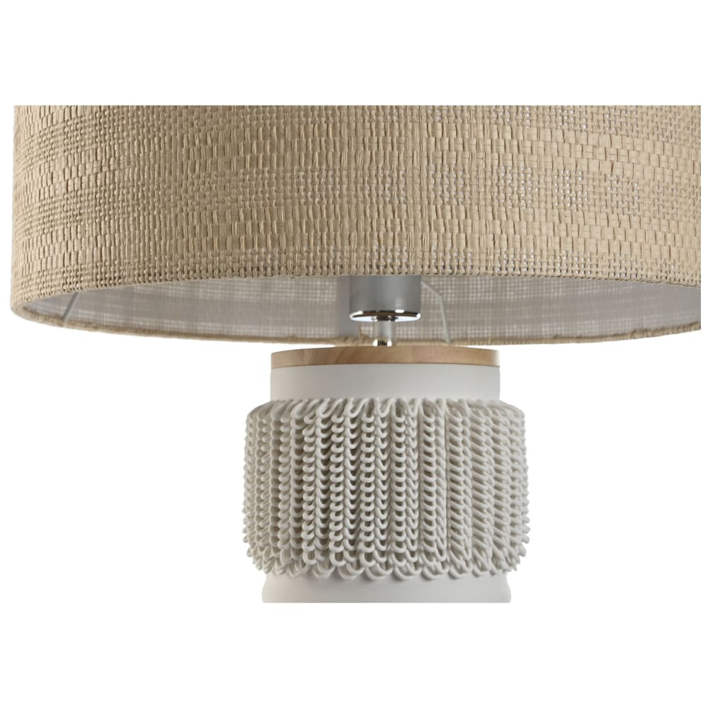 Lampe en céramique et lin blanc 46x46x77 cm — vue 4
