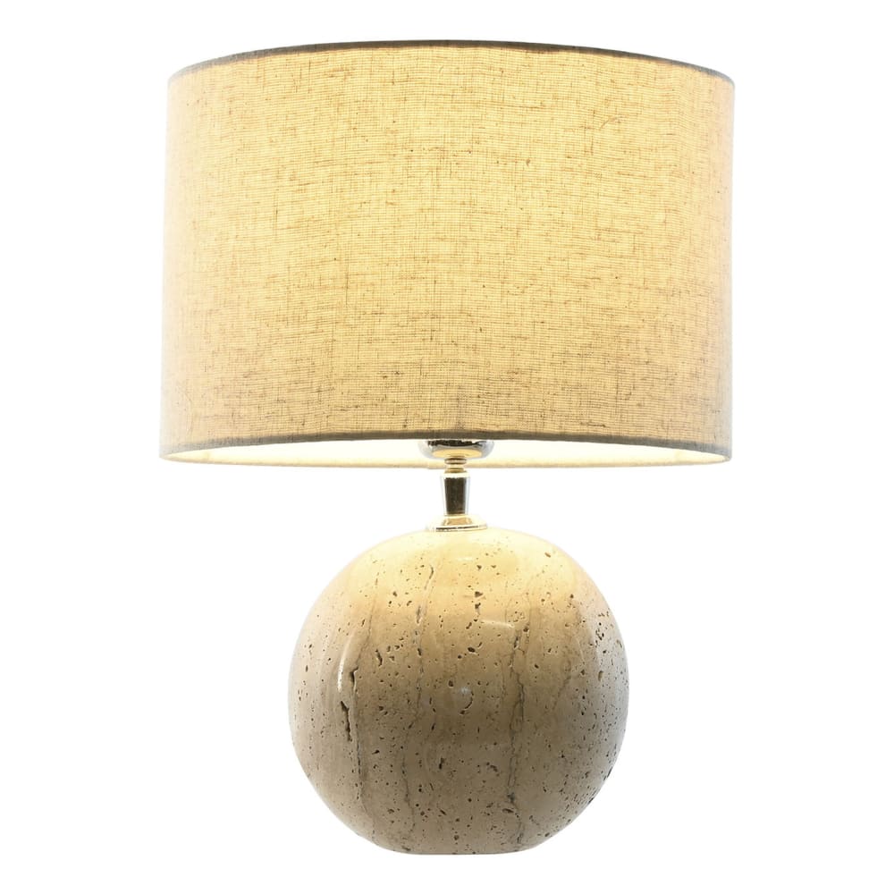 Lampe en marbre et coton beige 30x30x40 cm