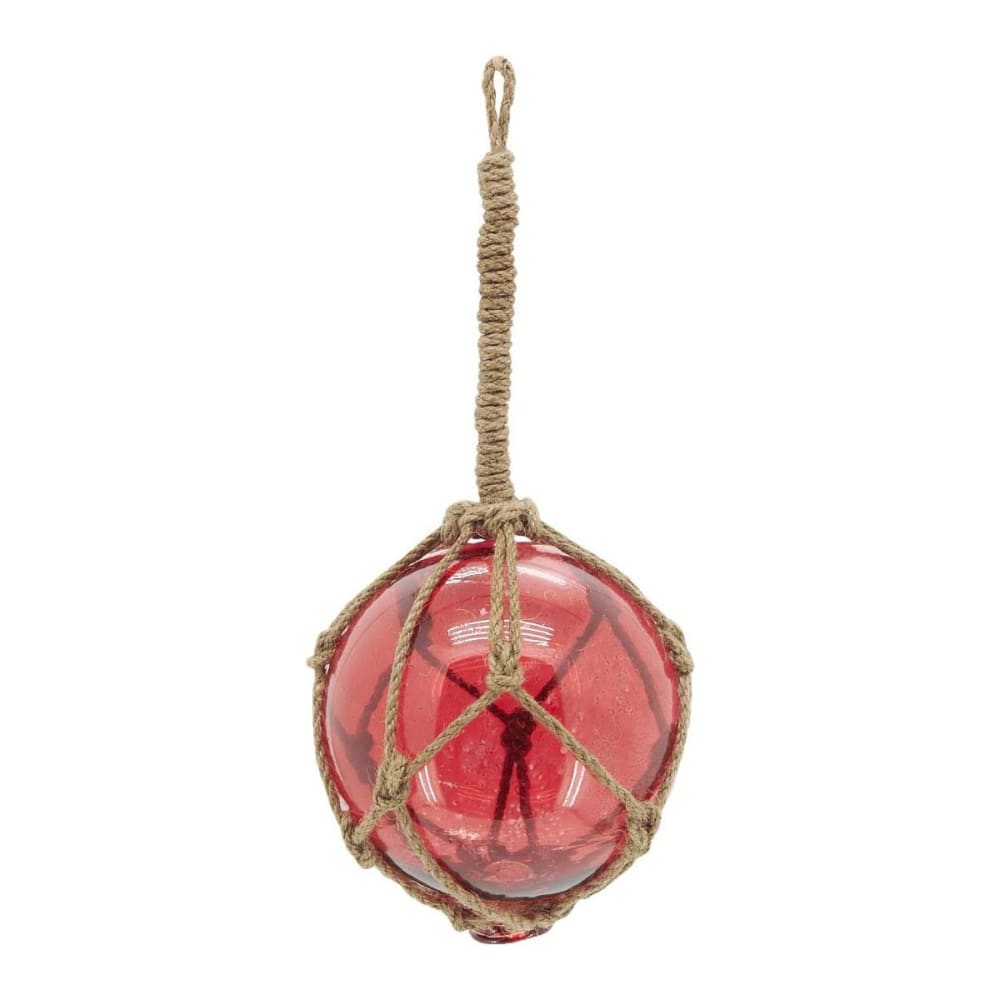 Boule en verre avec corde 12.5 cm rouge