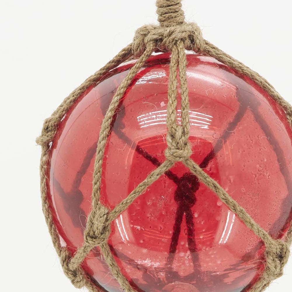 Boule en verre avec corde 12.5 cm rouge — vue 4