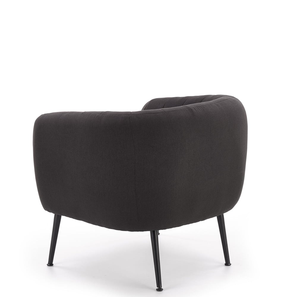 Fauteuil rembourré en tissu de polyester et pieds en acier gris foncé