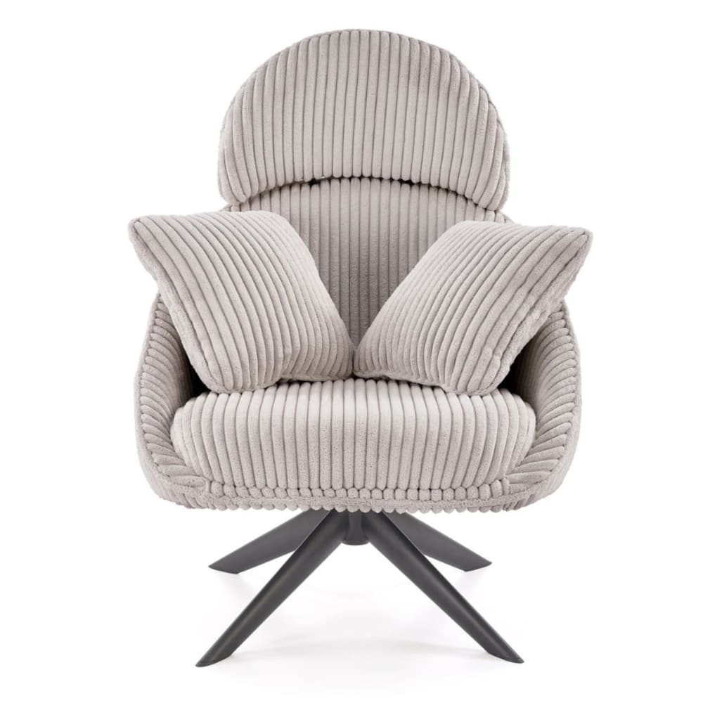 Fauteuil lounge design en tissu de polyester côtelé capuccino