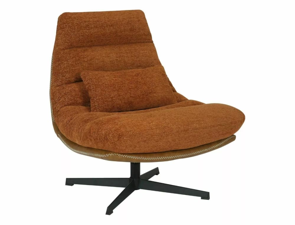 Fauteuil lounge pivotant en cuir et tissu de polyester