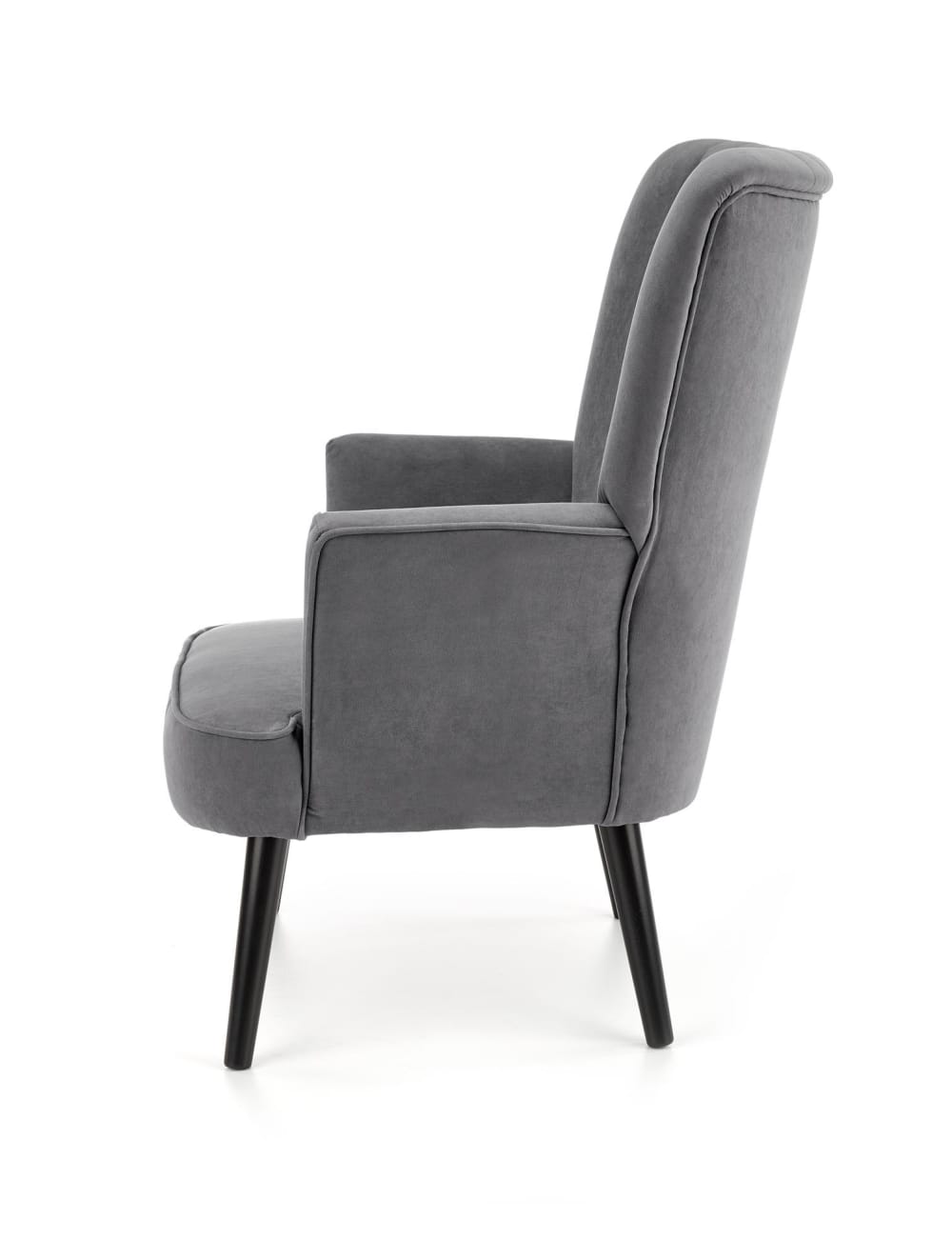 Fauteuil contemporain en velours de polyester gris
