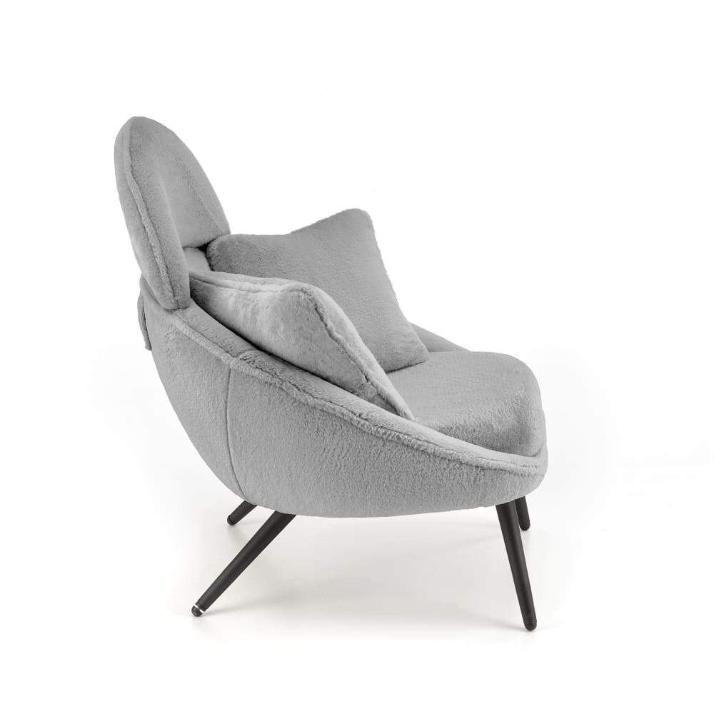 Fauteuil lounge design en tissu de polyester gris avec pieds en acier