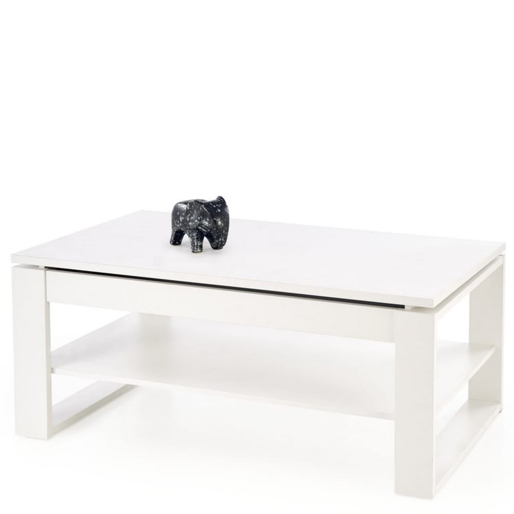 Table basse  blanche avec plateau relevable 120 x 65cm