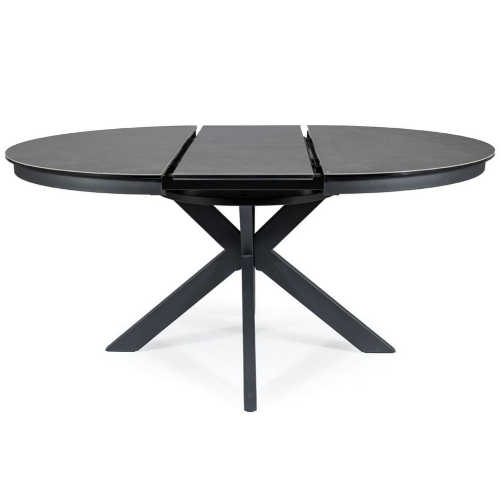 Table extensible ronde design en verre gris foncé 120 cm