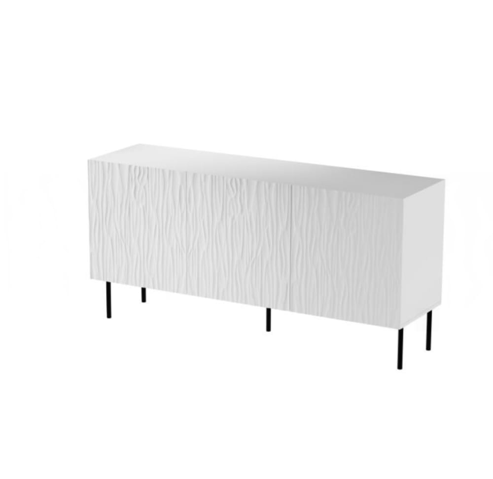 MSO Niedriges Sideboard im mattweißen Design, 152 cm style modern - Holz