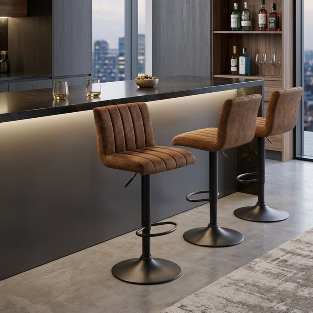 Tabouret de bar avec structure design en acier noir mat