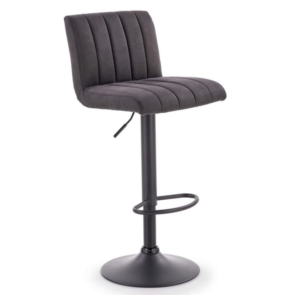 Tabouret de bar gris foncé avec structure design en acier noir Tabouret de bar gris foncé avec structure design en acier noir