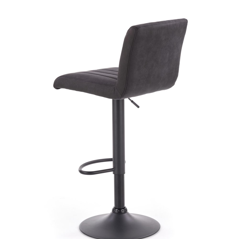 Tabouret de bar gris foncé avec structure design en acier noir