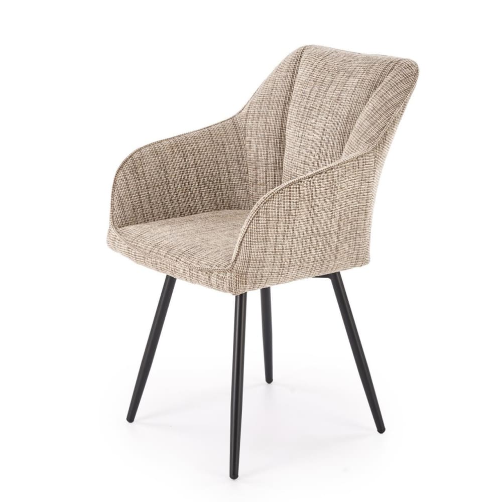 MSO Designstuhl aus meliertem beigem Stoff mit schwarzen Metallbeinen style modern - Stoff