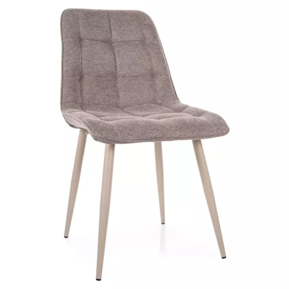 MSO Stuhl aus beigem Polyester-Stoff mit Stahlgestell in Kaschmir-Optik style classic chic - Stoff