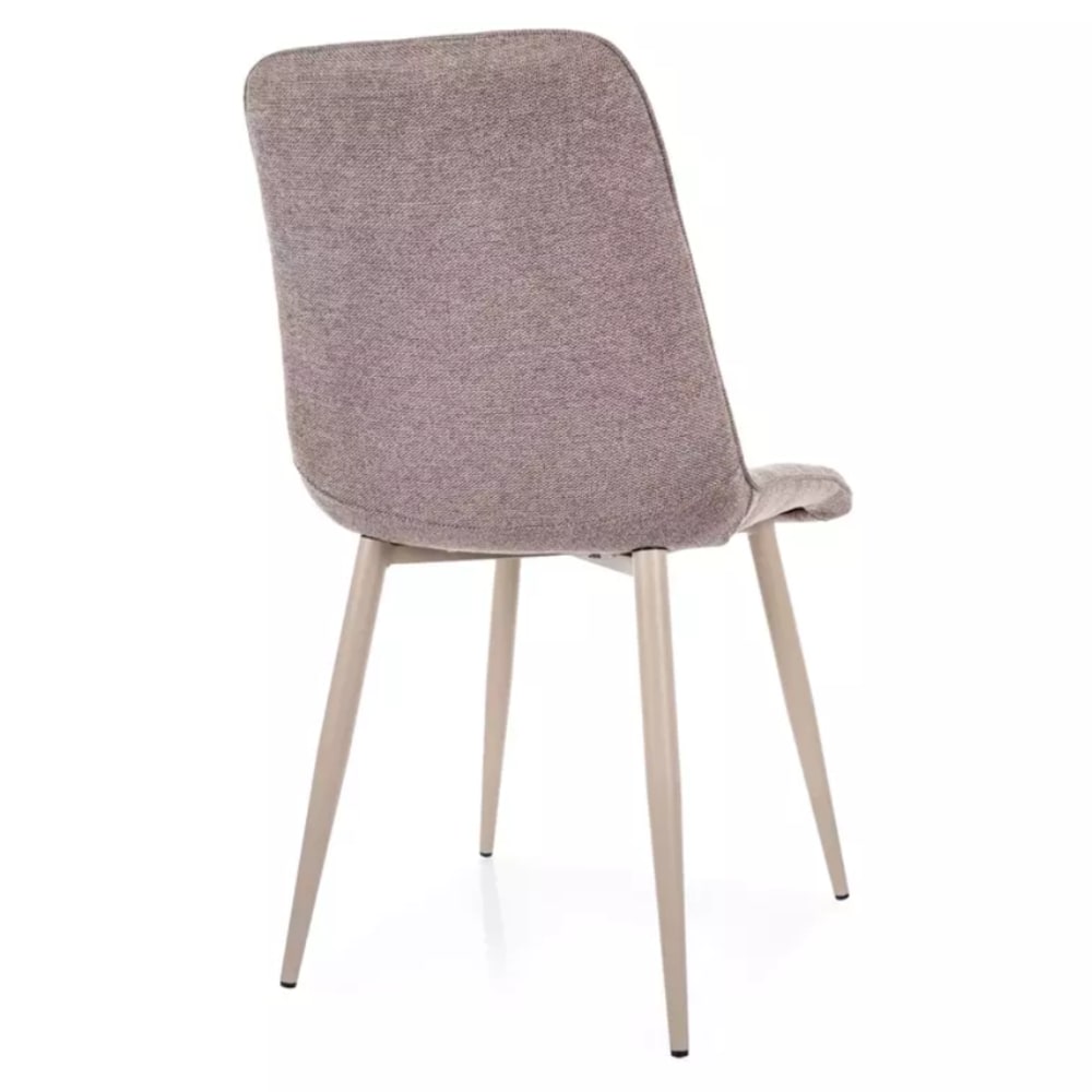 Stuhl aus beigem Polyester-Stoff mit Stahlgestell in
