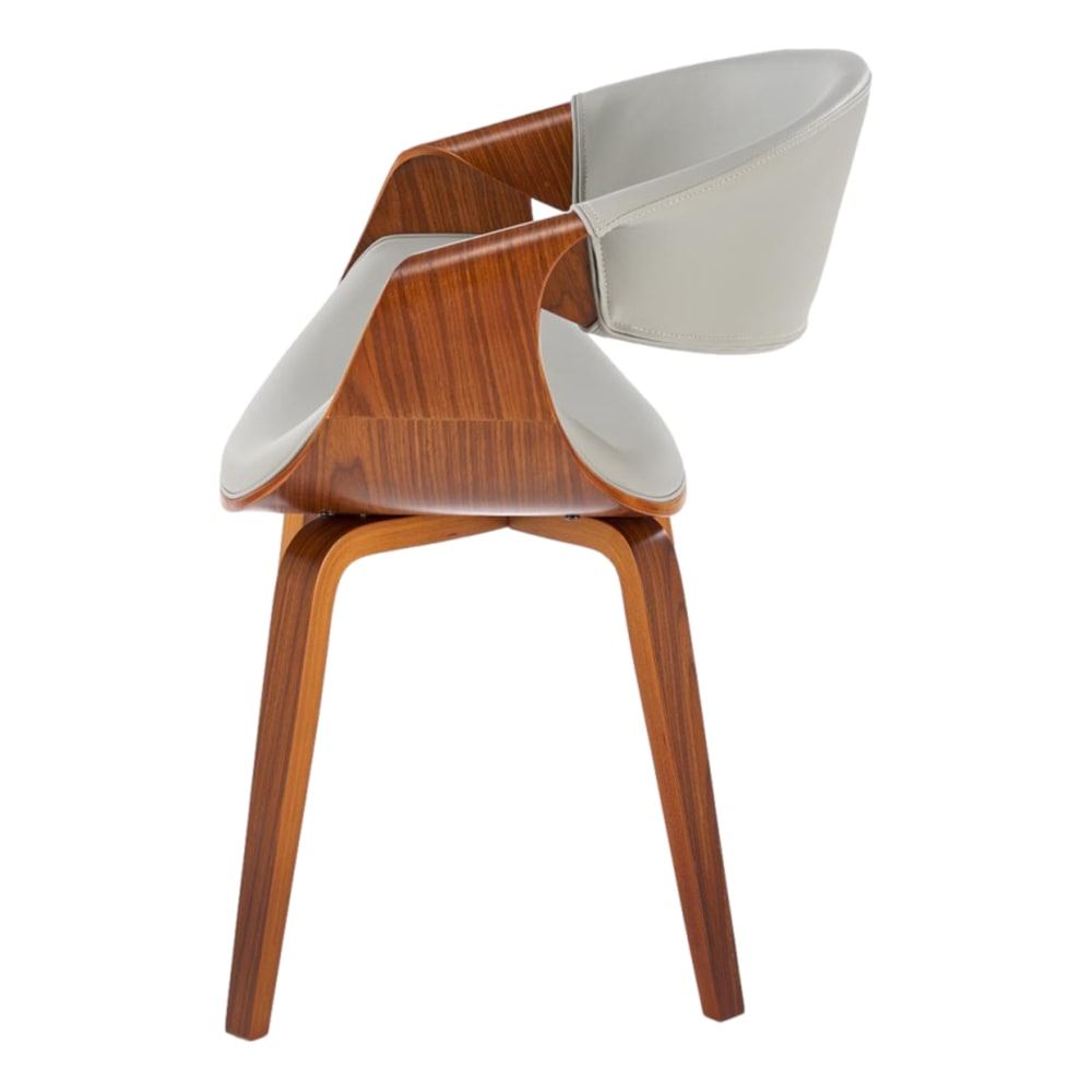 Designstuhl aus Walnussholz und grauem Leder - Maisons Du Monde