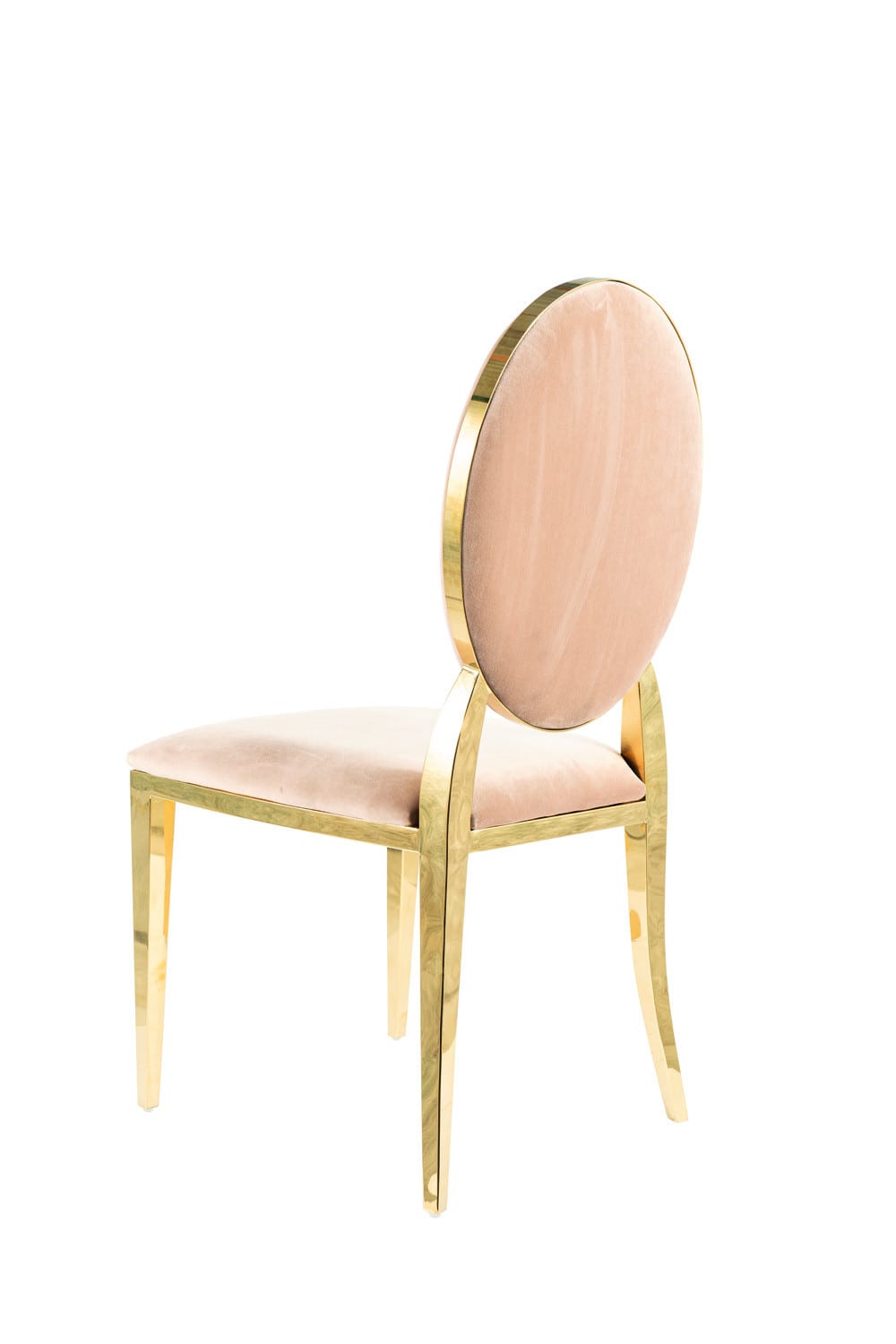 Designerstuhl aus beigem Polyester-Samt mit goldfarbenem Stahlfuß