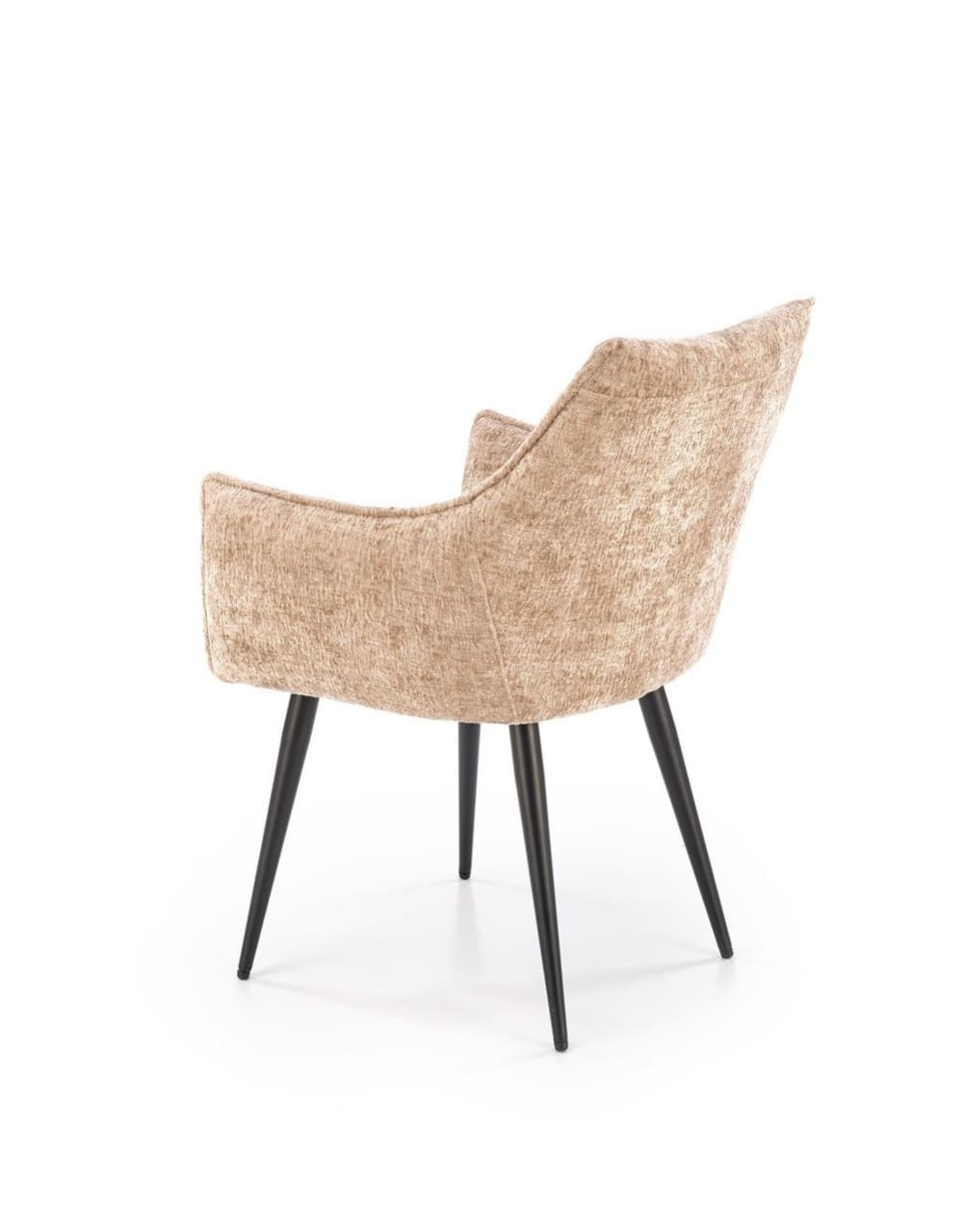 Designerstuhl aus beigem Polyestergewebe mit schwarzen