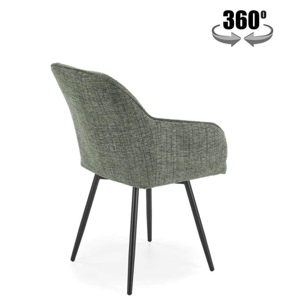 Chaise design pivotante en tissu de polyester vert olive