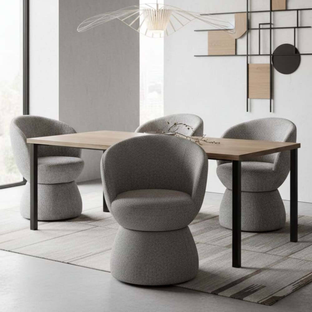 Grauer Design-360°-Drehstuhl aus Stoff - Maisons Du Monde