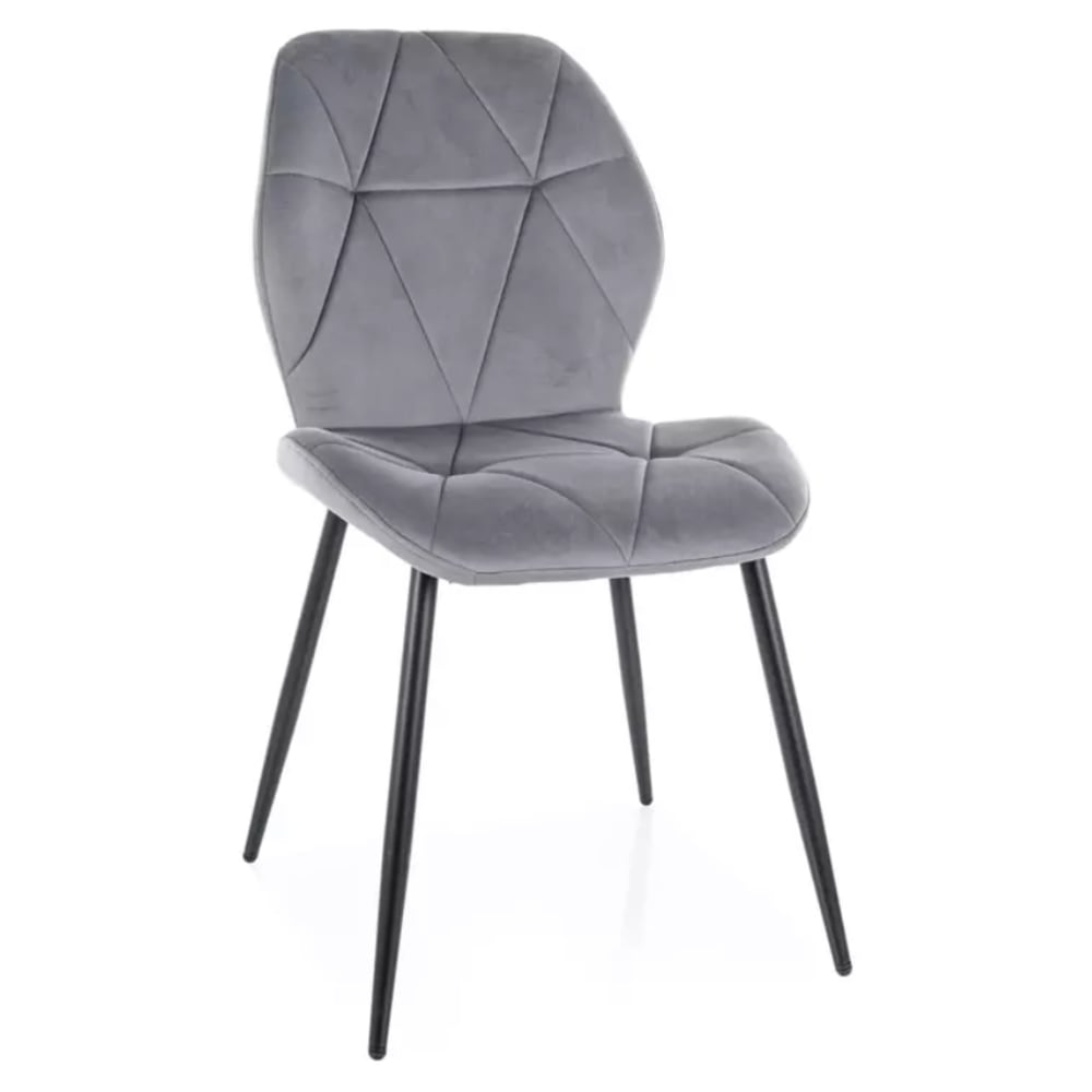 MSO Stuhl aus grauem Polyester-Samt mit mattschwarzen Stahlbeinen style landhaus - Samt