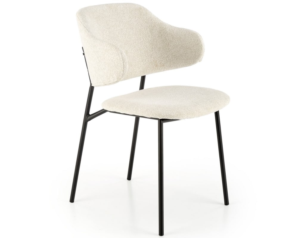 MSO Designerstuhl aus cremefarbenem Polyestergewebe mit Stahlgestell style modern Beige Stoff