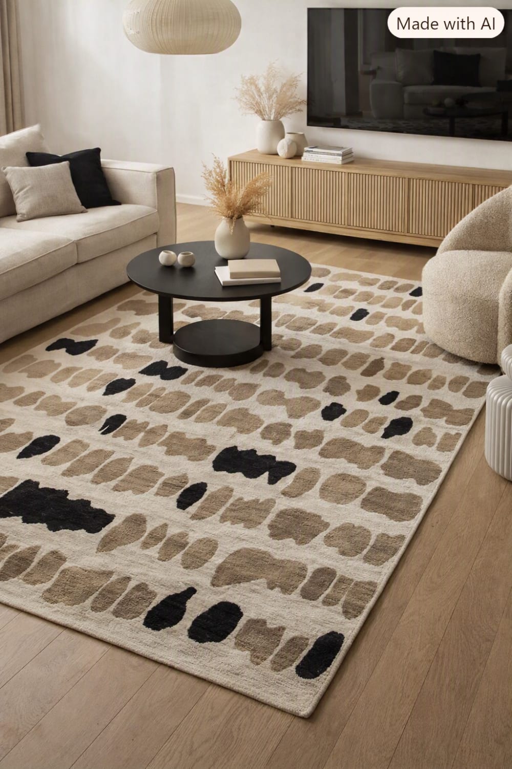 Novatrend Wohn- und Schlafzimmerteppich flachgewebt LOLA style modern Beige Öko-Tex Zertifikat Pes - Polyester