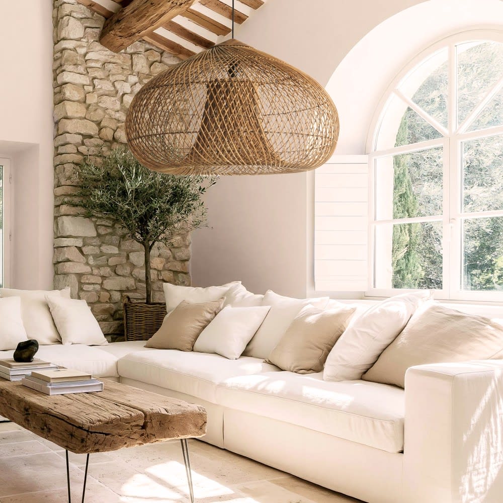 MACABANE Hängeleuchte und recyceltem Teakholz style exotic Braun