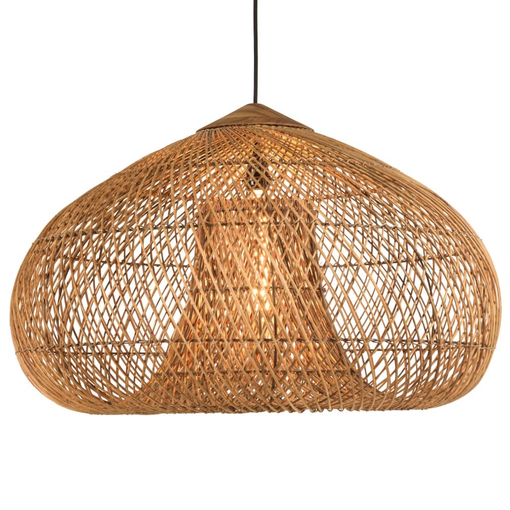 Suspension 80x80cm en rotin couleur naturelle et bois de teck recyclé — vue 4