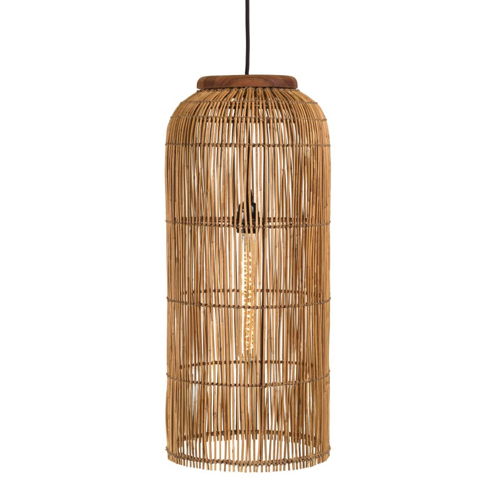 MACABANE Hängeleucht Rattan/recyceltem Teakholz style exotic Braun