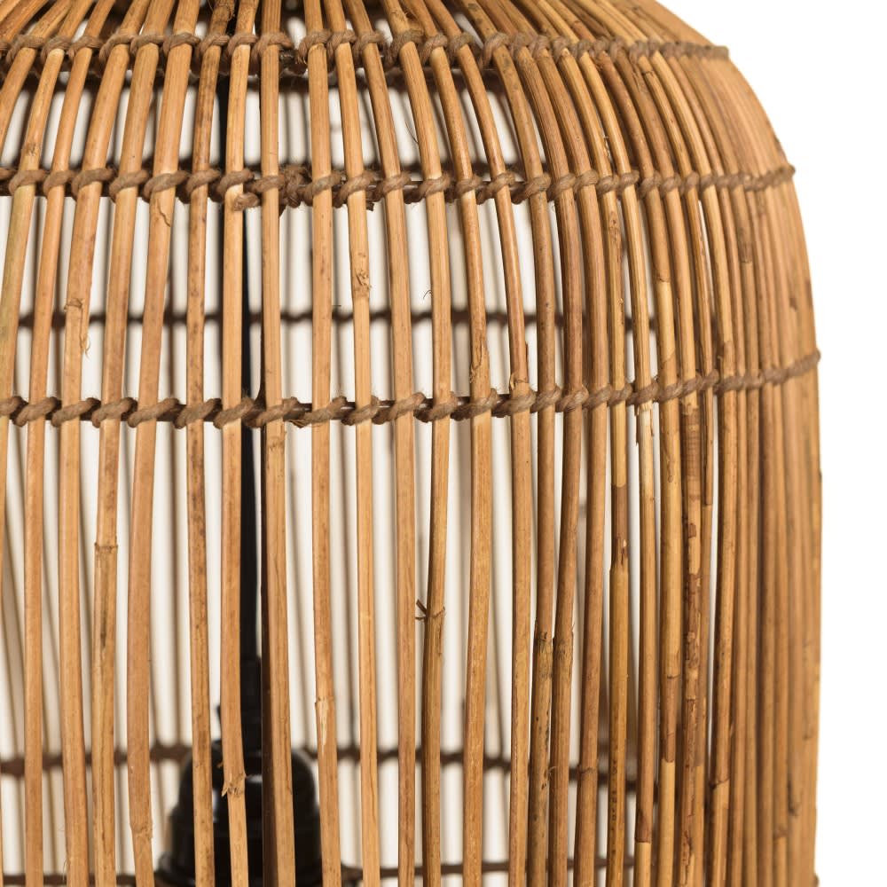 Suspension 28x28cm en rotin couleur naturelle et bois de teck recyclé — vue 3