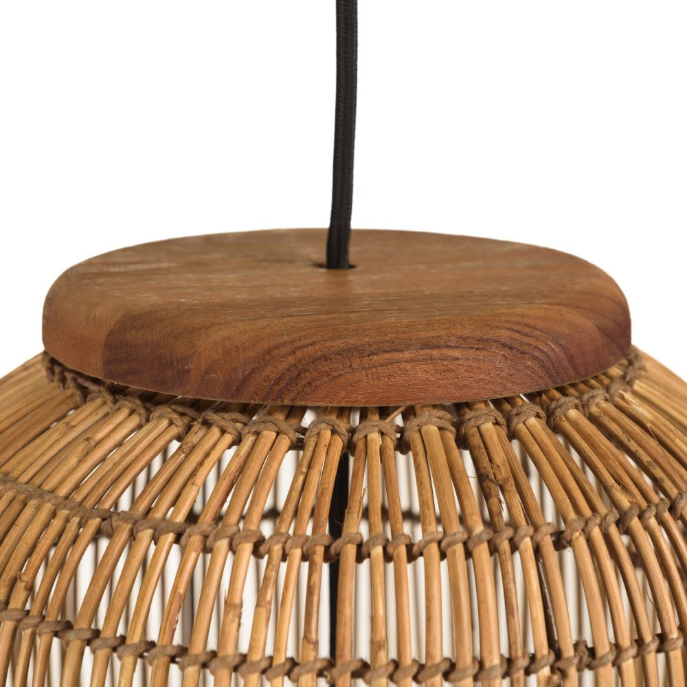 Suspension 28x28cm en rotin couleur naturelle et bois de teck recyclé — vue 4
