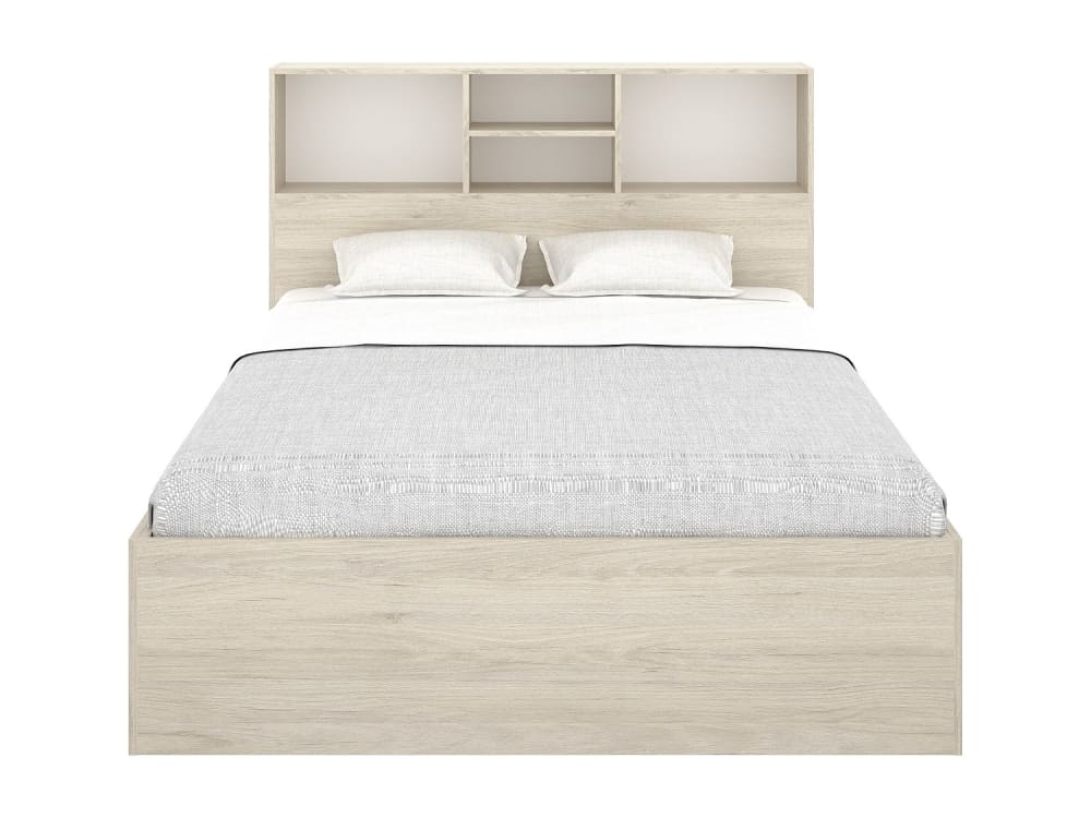 Cadre de lit panneau de particule naturel clair 140 x 190