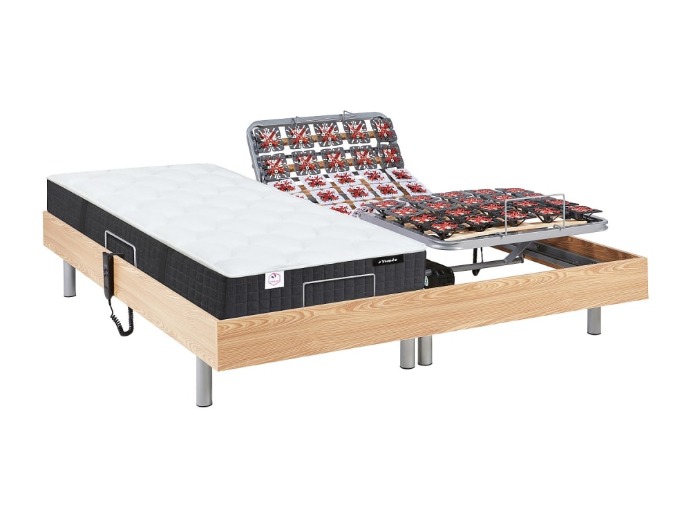 Lit électrique mdf naturel clair 2 x 80 x 200 Lit électrique mdf naturel clair 2 x 80 x 200