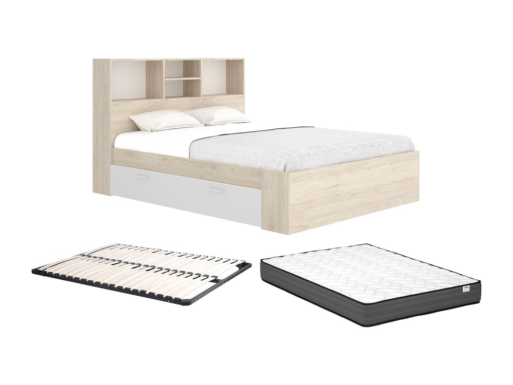 Cadre de lit panneau de particule naturel clair 140 x 190 Cadre de lit panneau de particule naturel clair 140 x 190