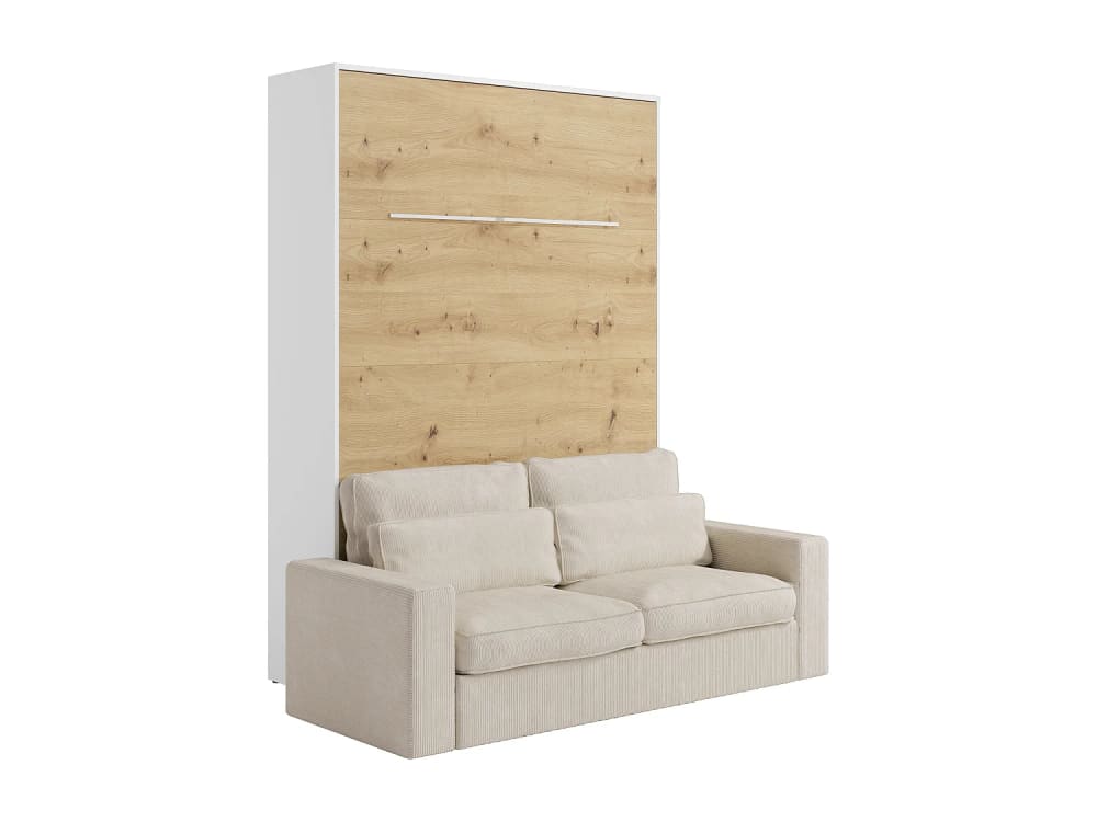 Lit escamotable panneau de particule naturel clair 160 x 200