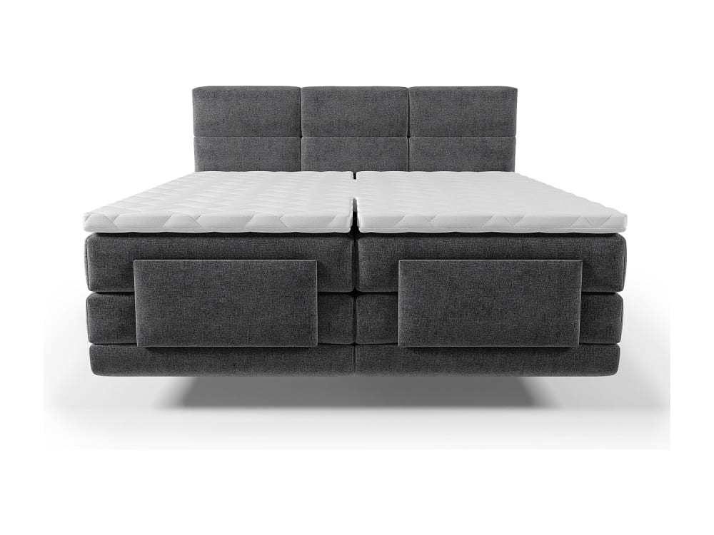 Lit boxspring polyester gris anthracite