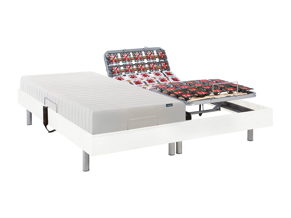 Lit électrique panneau et dérivés de bois blanc 2 x 70 x 190
