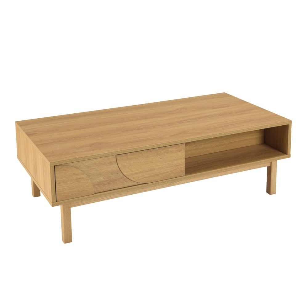 MACABANE Couchtisch in Naturfarbe, 2 Schubladen style classic chic Braun Spanplatte