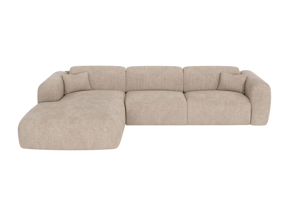 Canapé d'angle velours 5 places beige