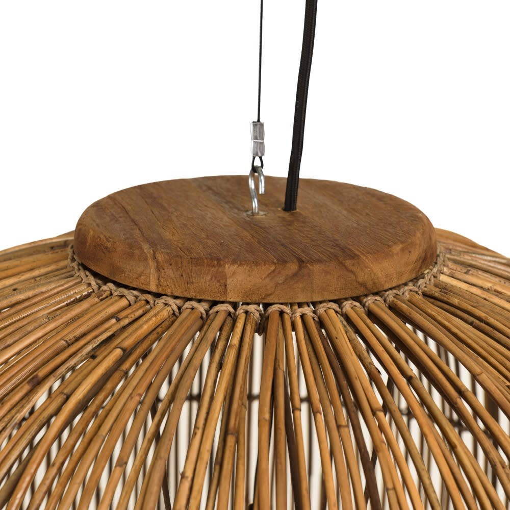Suspension 59x59cm en rotin couleur naturelle et bois de teck recyclé — vue 4
