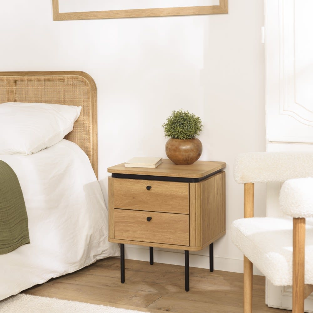 Nachttisch in Naturfarbe mit 2 Schubladen - Maisons Du Monde
