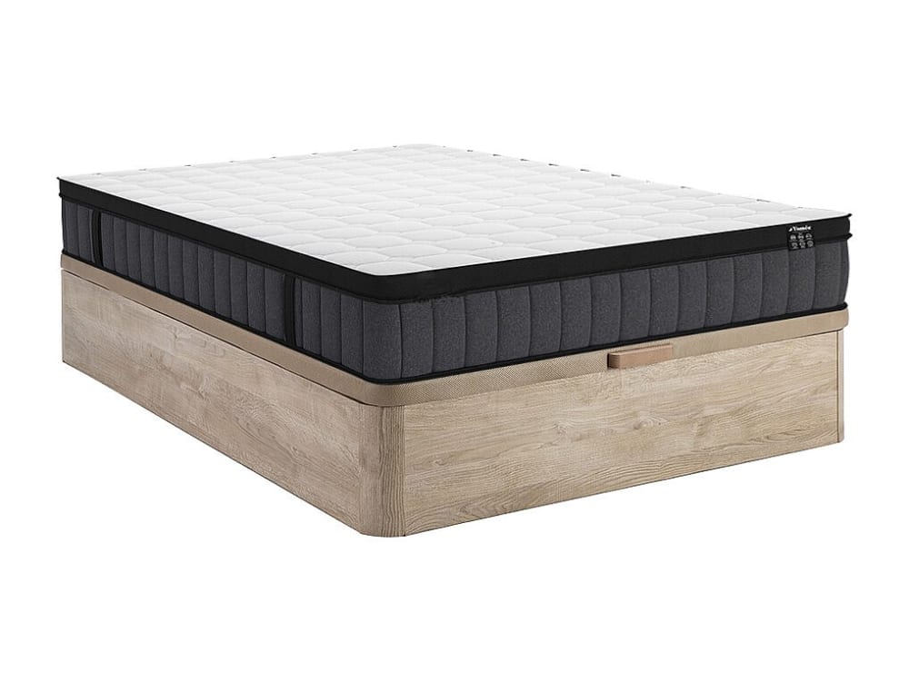 Matelas et sommier coffre panneau de particule naturel clair 160 x 200